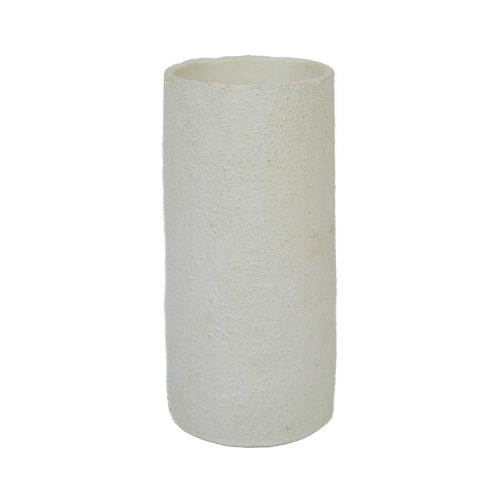 45 - A Troika biscuit pottery cylinder vase. Height 38.5cm together with a smaller Troika biscuit pottery... 