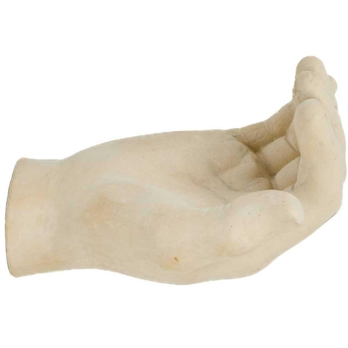 46 - A Troika biscuit pottery model of a hand, possibly Julian Greenwood Penny. Width 14cm. Bought from a... 