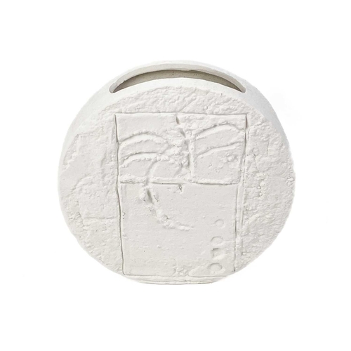 47 - A Troika biscuit pottery wheel vase. Height 12.5cm together with another wheel vase. (2)