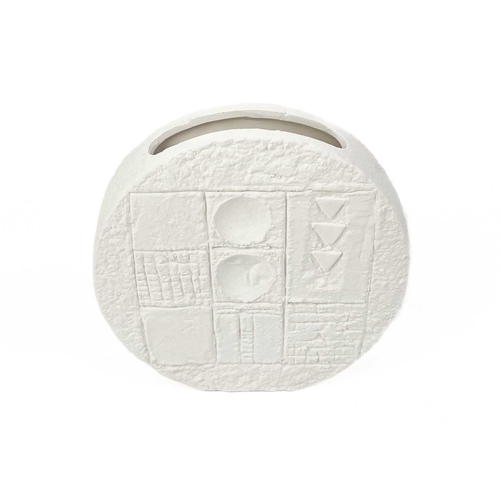 47 - A Troika biscuit pottery wheel vase. Height 12.5cm together with another wheel vase. (2)