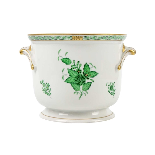 479 - A Herend porcelain jardiniere. Decorated with green flower sprays, height 14cm