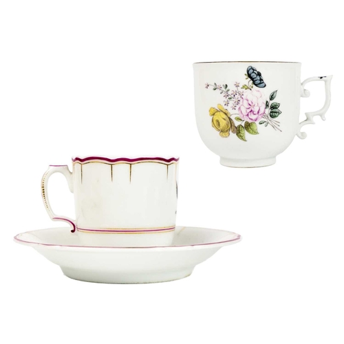 481 - A Meissen porcelain cup. Circa 1780, with a wishbone handle and floral painted decoration, crossed s... 