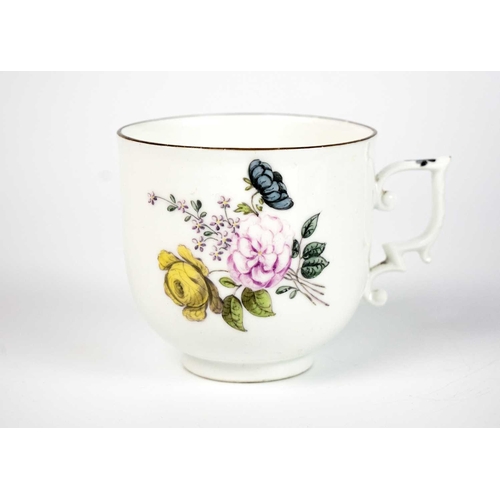 481 - A Meissen porcelain cup. Circa 1780, with a wishbone handle and floral painted decoration, crossed s... 