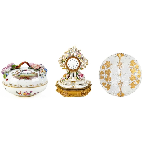 482 - A French porcelain Jacob Petit style clock. With a watch movement by Thomas Woodward Gosport, height... 