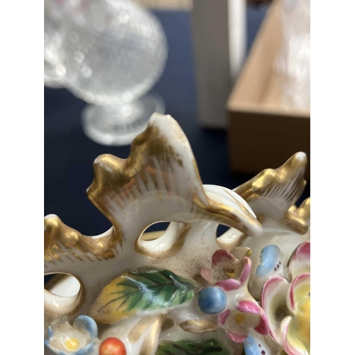 482 - A French porcelain Jacob Petit style clock. With a watch movement by Thomas Woodward Gosport, height... 