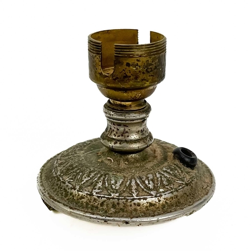 484 - Zsolnay Pecs (attributed), a Hungarian porcelain oil lamp base. With Islamic style painted decoratio... 