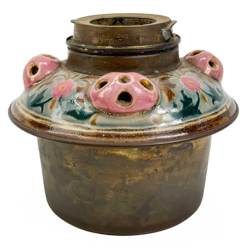 484 - Zsolnay Pecs (attributed), a Hungarian porcelain oil lamp base. With Islamic style painted decoratio... 