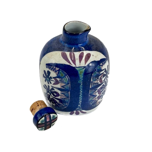 493 - A Royal Copenhagen 'Fajance' ceramic bottle with stopper. Height 13cm, together with a similar Royal... 