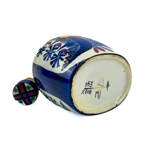 493 - A Royal Copenhagen 'Fajance' ceramic bottle with stopper. Height 13cm, together with a similar Royal... 