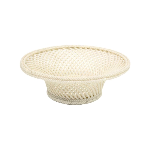 498 - A late 19th century Belleek Pottery two strand woven basket. Impressed marks to base, diameter 15.5c... 