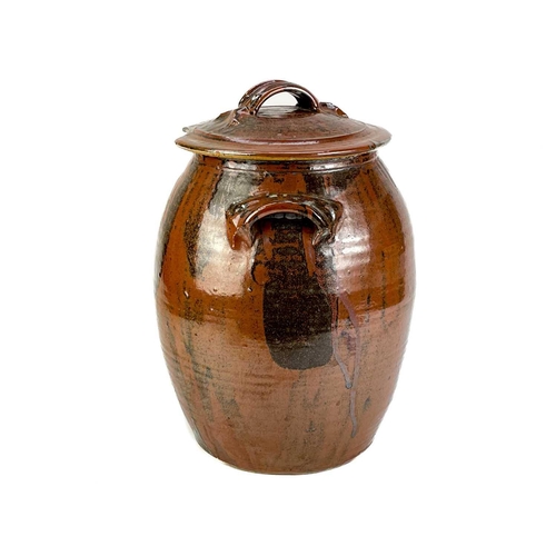 502 - Frank Smith (XX) A large studio pottery jar and cover. Impressed makers mark, and label to interior ... 