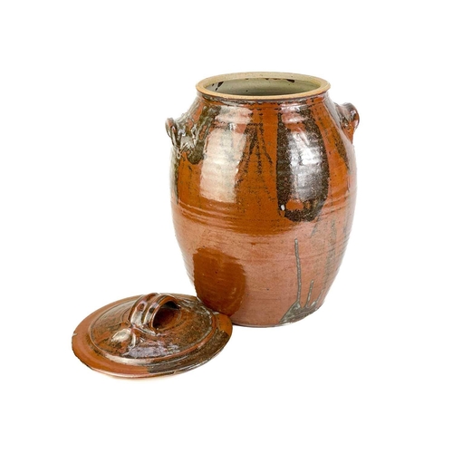 502 - Frank Smith (XX) A large studio pottery jar and cover. Impressed makers mark, and label to interior ... 