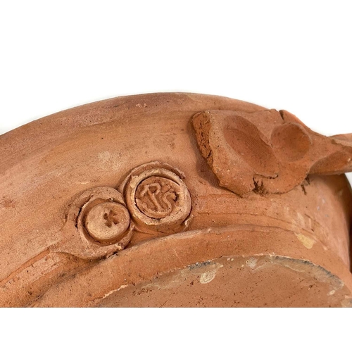 504 - Peter Smith - Bojewyan Pottery, Cornwall. Two twin-handled bowls. The largest height 9cm, diameter 3... 