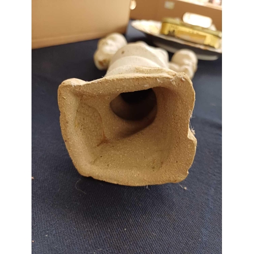 505 - Humfrey Wakefield, Isles of Scilly Pottery. A green-glaze vase and two bowls each marked to the base... 