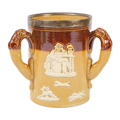 511 - Trevor Corser, a Leach pottery mug. Decorated with star motifs, impressed seal marks, height 12cm, t... 