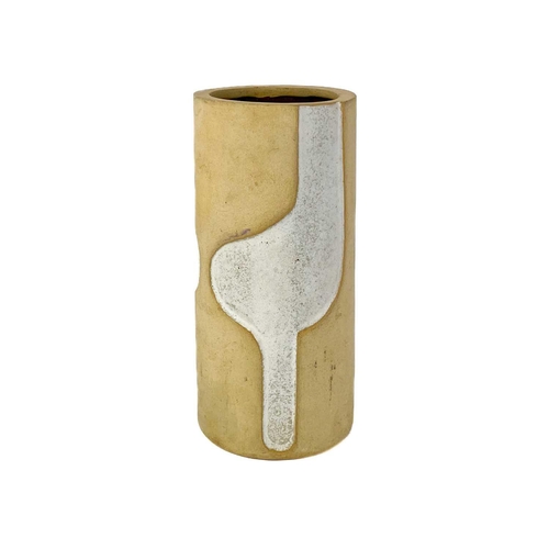 513 - A studio pottery slab vase. Decorated with geometric designs, impressed marks height 16cm, together ... 