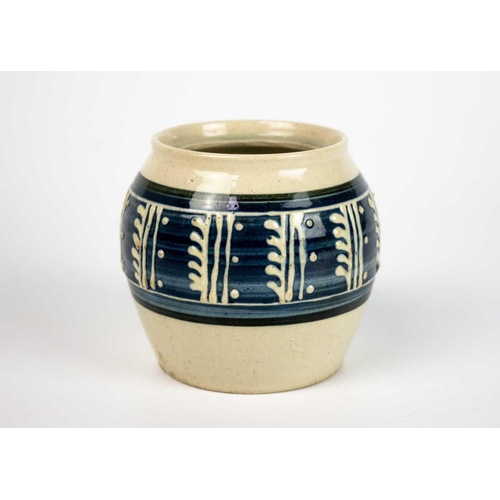 517 - A studio pottery deep bowl. Diameter 23cm together with six other various studio pottery items. (7)