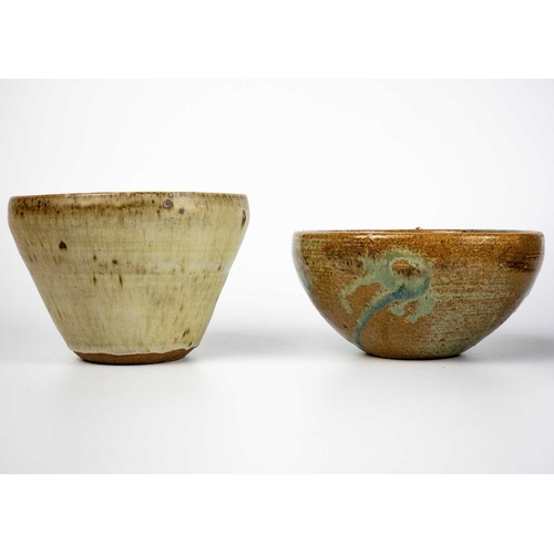 517 - A studio pottery deep bowl. Diameter 23cm together with six other various studio pottery items. (7)