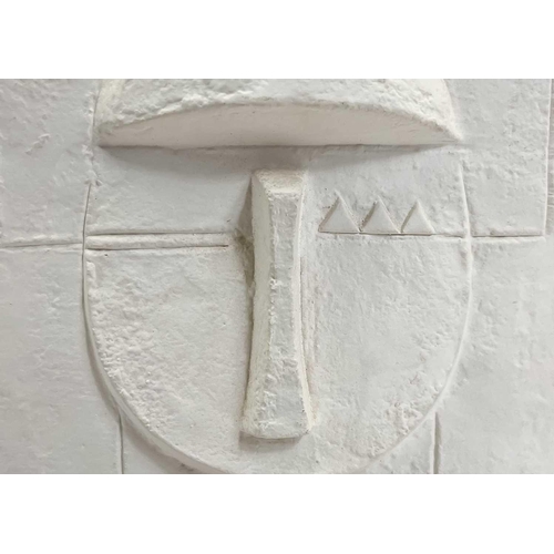 52 - A Troika biscuit pottery Aztec mask. Height 28cm. Bought from a storage barn in Carnyorth in the '80... 