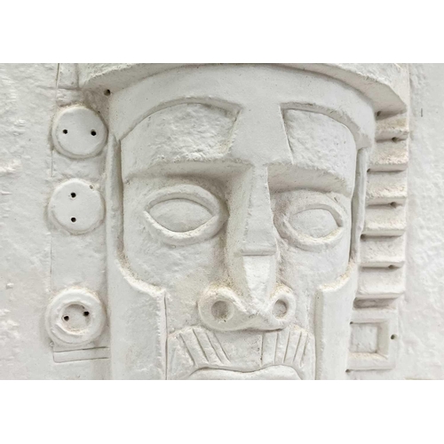52 - A Troika biscuit pottery Aztec mask. Height 28cm. Bought from a storage barn in Carnyorth in the '80... 