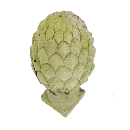 535 - A pair of reconstituted stone artichoke finials. Height 29.5cm.