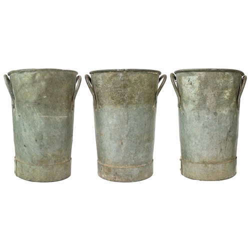 537 - Three galvanised florist buckets. Height 29cm. (3)