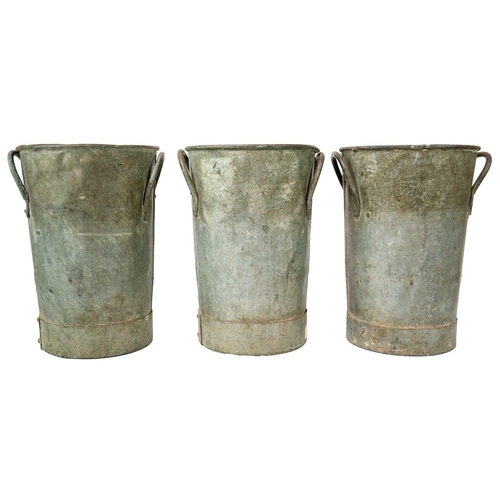 537 - Three galvanised florist buckets. Height 29cm. (3)
