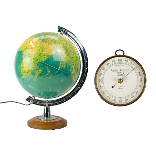 538 - A Short & Mason Mark 2 Ministry aneroid barometer. Diameter 13.5cm, together with an Italian globe l... 
