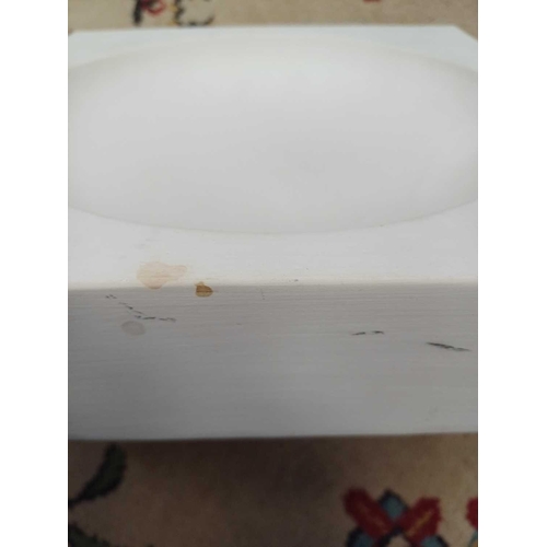 54 - A Troika biscuit pottery square fruit bowl. With three Troika apples, fruit bowl height 10cm width 2... 