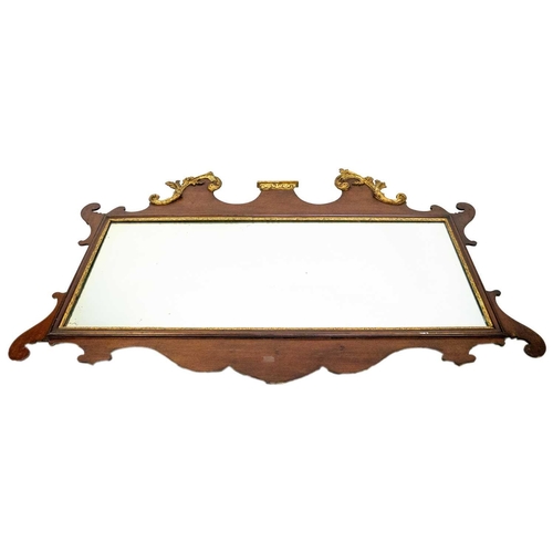 59 - A 19th century mahogany fret work framed mirror. Gesso gilt decoration. Height 81cm width 135.5cm.