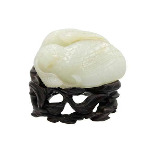 1 - A Chinese carved celadon jade group of quail, Qing Dynasty, 18th/19th century. Jade height 4cm, widt... 