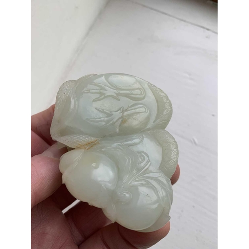 1 - A Chinese carved celadon jade group of quail, Qing Dynasty, 18th/19th century. Jade height 4cm, widt... 