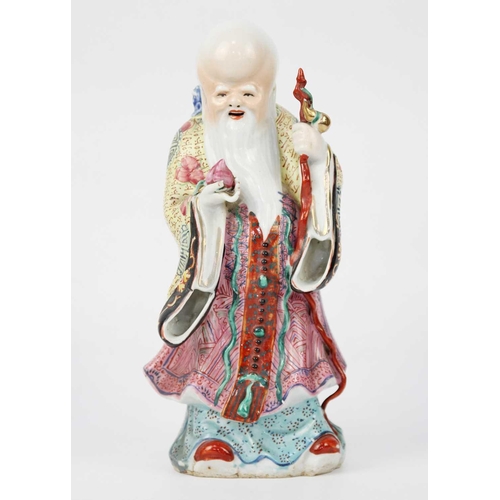 129 - A Chinese porcelain model of a seated Buddha, mid 20th century. Seal mark to base, height 16cm, widt... 