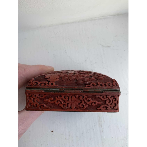 131 - A Chinese cinnabar lacquer rectangular box, early 20th century. Height 4cm, width 10cm, depth 8.5cm ... 