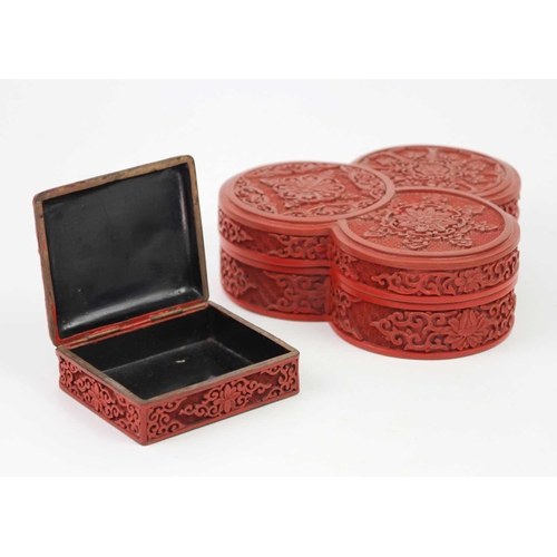 131 - A Chinese cinnabar lacquer rectangular box, early 20th century. Height 4cm, width 10cm, depth 8.5cm ... 