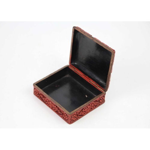 131 - A Chinese cinnabar lacquer rectangular box, early 20th century. Height 4cm, width 10cm, depth 8.5cm ... 