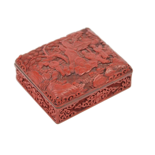 131 - A Chinese cinnabar lacquer rectangular box, early 20th century. Height 4cm, width 10cm, depth 8.5cm ... 