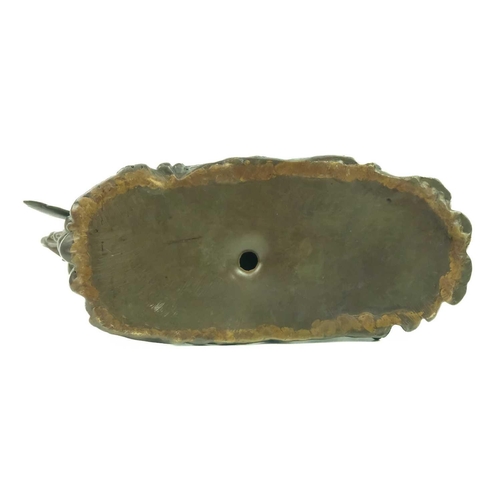 142 - A Chinese bronze model of a naturalistic boat, circa 1900. Height 15.5cm, width 18cm, depth 7cm. Fro... 