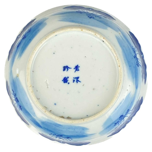 159 - A Chinese porcelain blue and white bowl, late 19th century. Decorated with pak choi, height 5.8cm, d... 