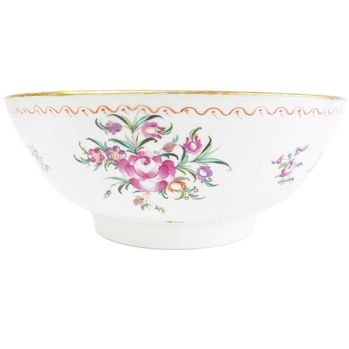 163 - A large Chinese famille rose porcelain bowl, 18th century, Height 10.5cm, diameter 26cm. small hole ... 