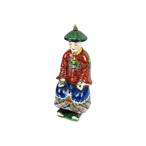 175 - A Chinese porcelain figure of a seated Emperor, 20th century. Two seal marks to base, height 27cm, w... 