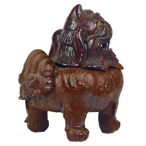 183 - A Chinese pottery incense burner, circa 1900. In the form of a dog of fo, height 17cm, width 15cm, d... 