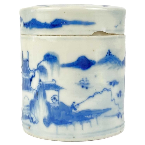 186 - A Chinese blue and white jar and cover, late 19th century. Height 10cm, diameter 8.5cm a Japanese bl... 