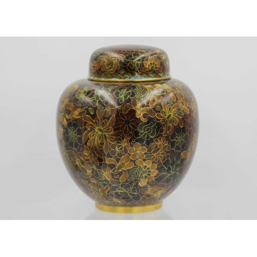 215 - A Chinese cloisonne circular jar and cover, late 19th century. The cover decorated with a single dra... 