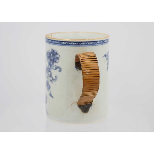 221 - Two Chinese porcelain tankards, 18th century. Height 13.3cm, diameter 10cm and height 12cm, diameter... 