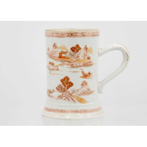 221 - Two Chinese porcelain tankards, 18th century. Height 13.3cm, diameter 10cm and height 12cm, diameter... 