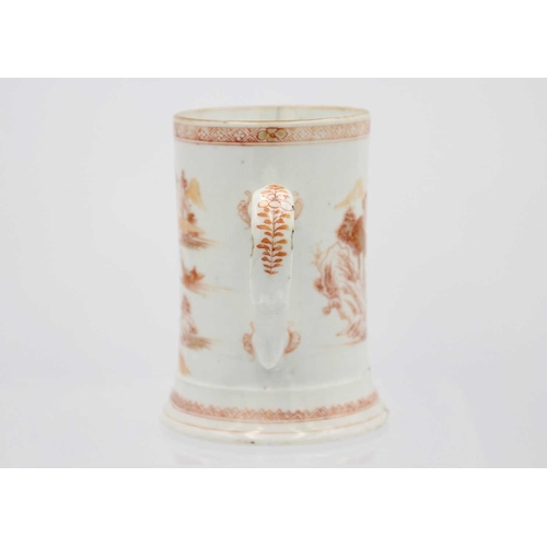 221 - Two Chinese porcelain tankards, 18th century. Height 13.3cm, diameter 10cm and height 12cm, diameter... 