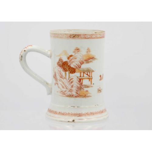 221 - Two Chinese porcelain tankards, 18th century. Height 13.3cm, diameter 10cm and height 12cm, diameter... 