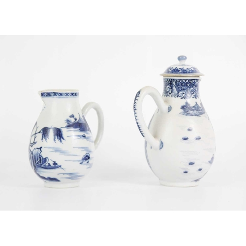 222 - A Chinese export blue and white porcelain cream jug and cover, Qianlong period. Height 14.5cm, anoth... 