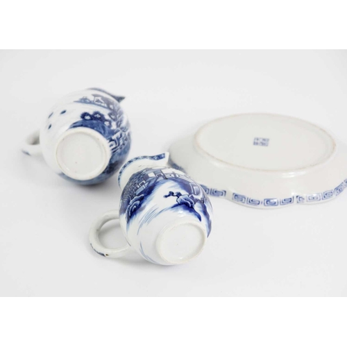 222 - A Chinese export blue and white porcelain cream jug and cover, Qianlong period. Height 14.5cm, anoth... 